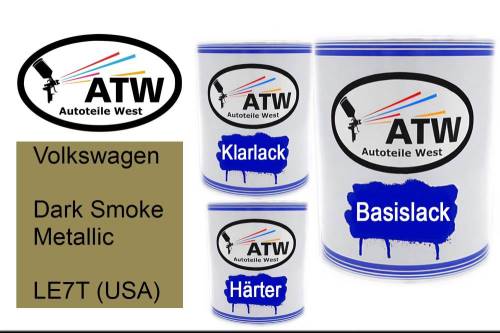 Volkswagen, Dark Smoke Metallic, LE7T (USA): 1L Lackdose + 1L Klarlack + 500ml Härter - Set, von ATW Autoteile West.